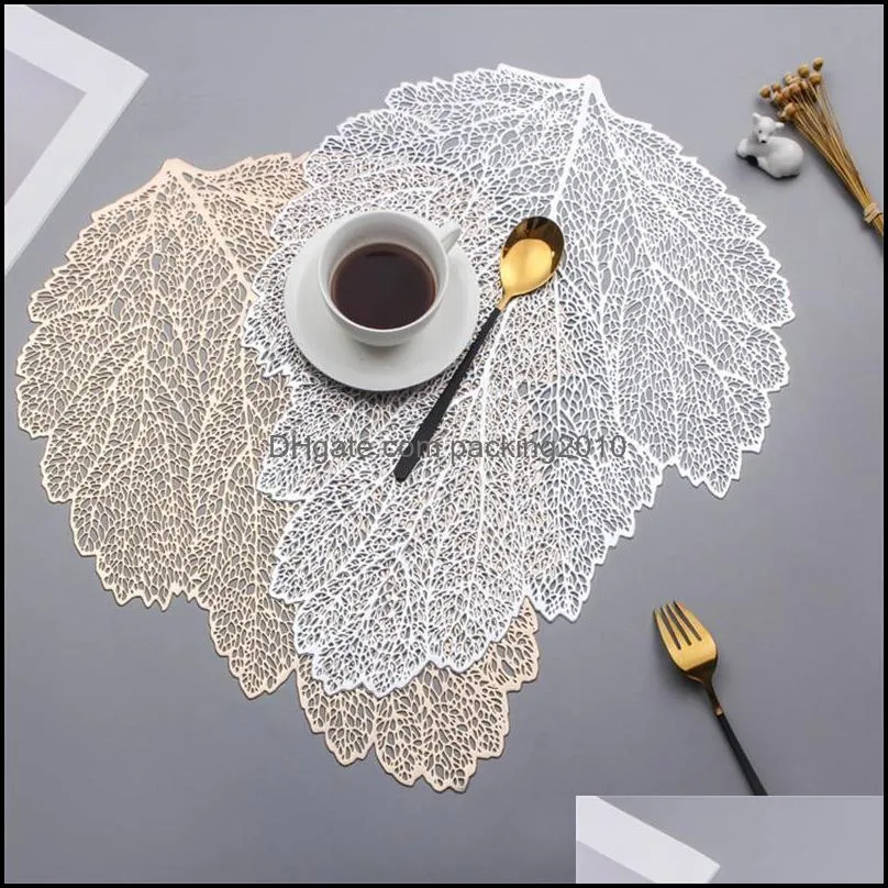 Creative Hollow PVC Leaf Placemat Western Placemats Home Decor Insulation Cup Mat Tableware Table