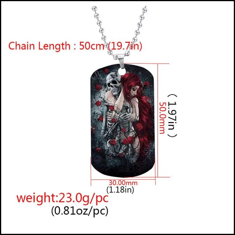 Fashion Halloween Stainless Steel Necklace for Men Women Skull Vampire Dog Tag Pendant Necklace Halloween Party Jewelry Gifts