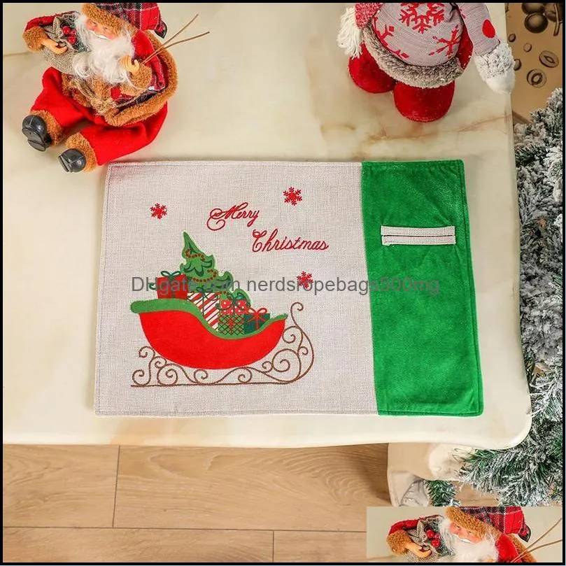 Christmas Decoration American Linen Placemat Individual Tablecloth Table Decor For Living Room Year 2022