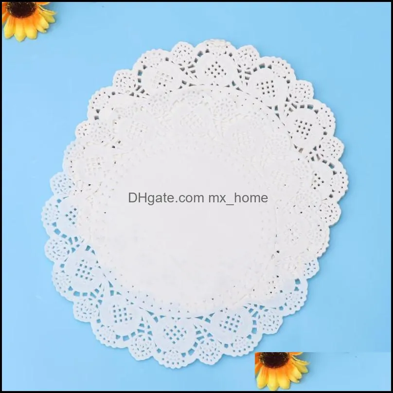 100pcs Disposable Oil-absorbing White Lace Paper Hollow Cake Box Liner Packaging Pad Baking Tools Accessories W