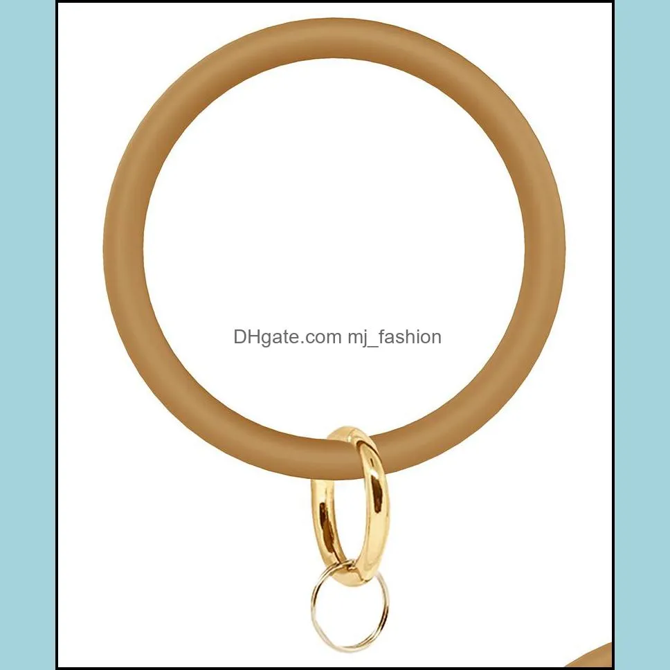 Wristlet Keychain Circle Silicone Bangle Key Ring Bracelet Hoop Keyring Fashion Women Bangle Gift Jewelry Accessories Key Fob