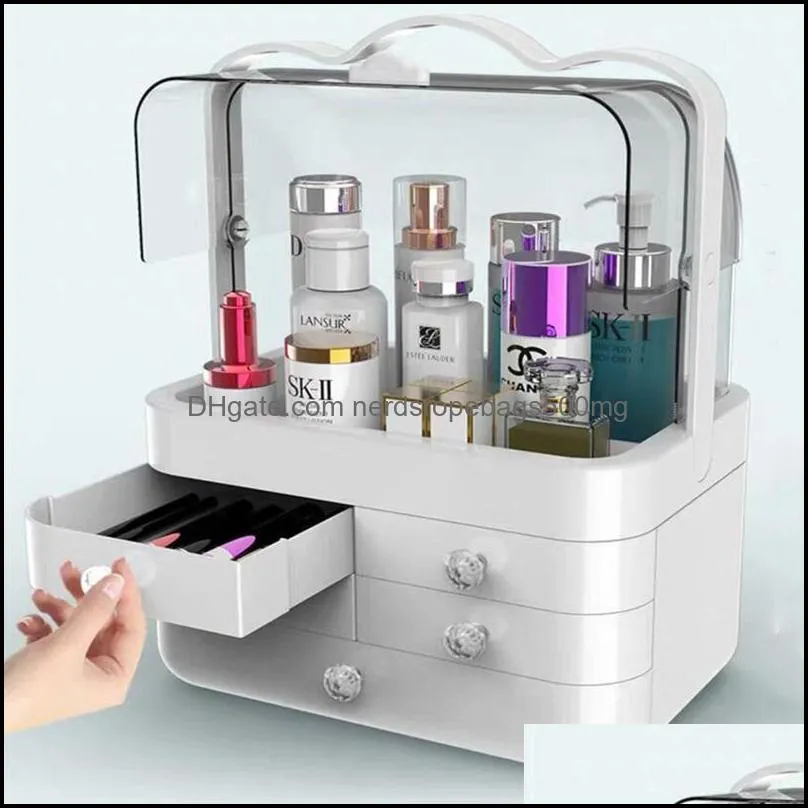 Portable Cosmetic Box Beauty Drawer Type Skin Care Product Rack Lipstick Makeup Brush Finisher