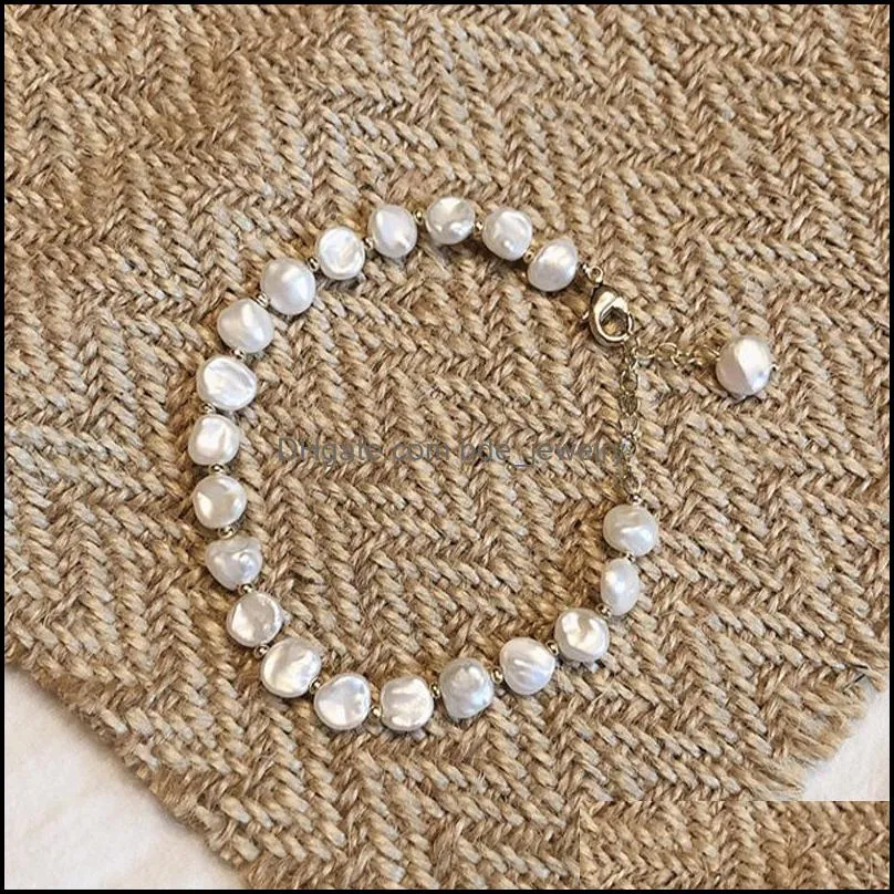 Wholesale Freshwater Baroque Pearl Bracelet for Women 8-10mm Baroque White Pearl Bracelets Adjustable Fashion Jewelry Xmas New Year