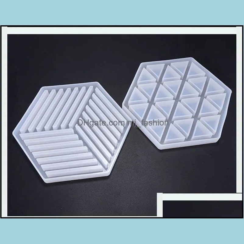 Hexagon Coasters Silicone Mold DIY Resin Molds Stripe Triangle for Table Mat Decoration Jewellery Making Craft Silicon Mould