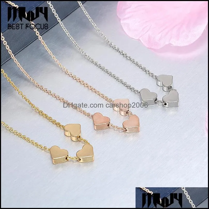 Heart Pendants Necklace Gold Silver Chain Necklace Women Vintage Jewelry Bohemian Crystal Necklaces 60 PCS/LOT