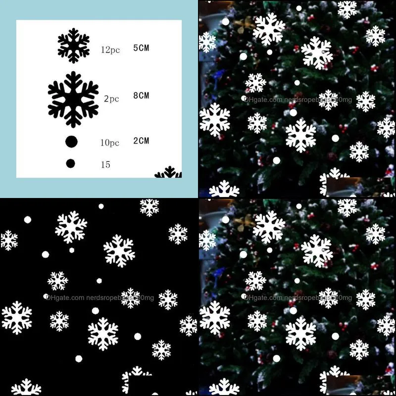 Christmas Wall Door Window Stickers Snowflake Pattern Ornament Xmas Art Glass Decals Decorations For Home Party