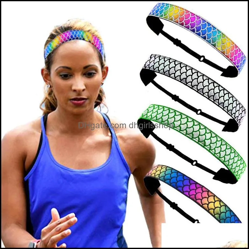 lady yoga headbands adjusted mermaid fish scales belt ripple toddler women headwear scarf accessories elastic adjustable head band