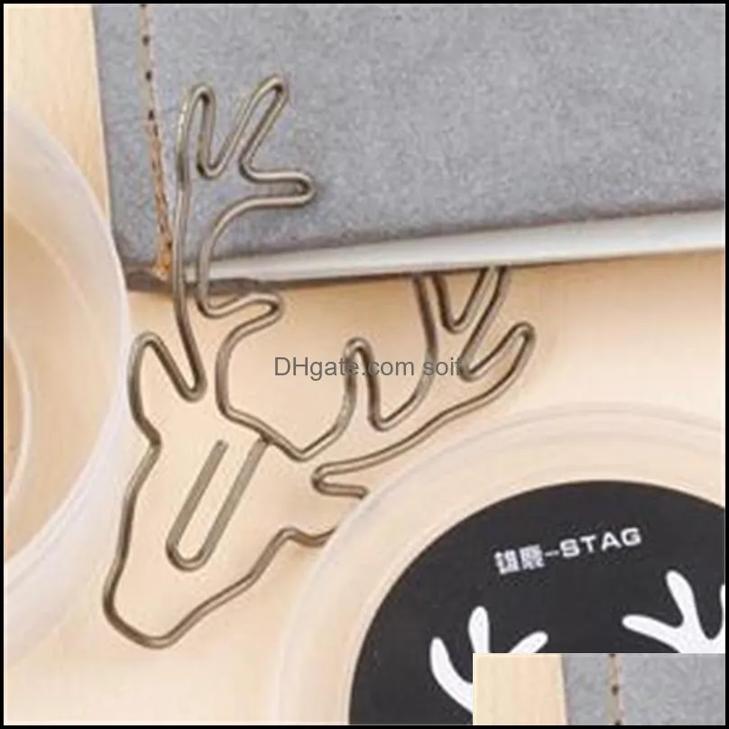 home vintage bronze deer metal paper clips bookmark pin korean stationery office accessories memo clips 20220829 e3