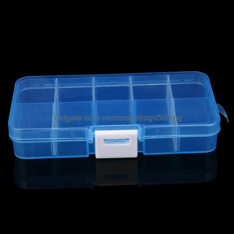 Plastic 10 Slots Adjustable Jewelry Box Case Craft Organizer Bead Multi-Function Ring Display