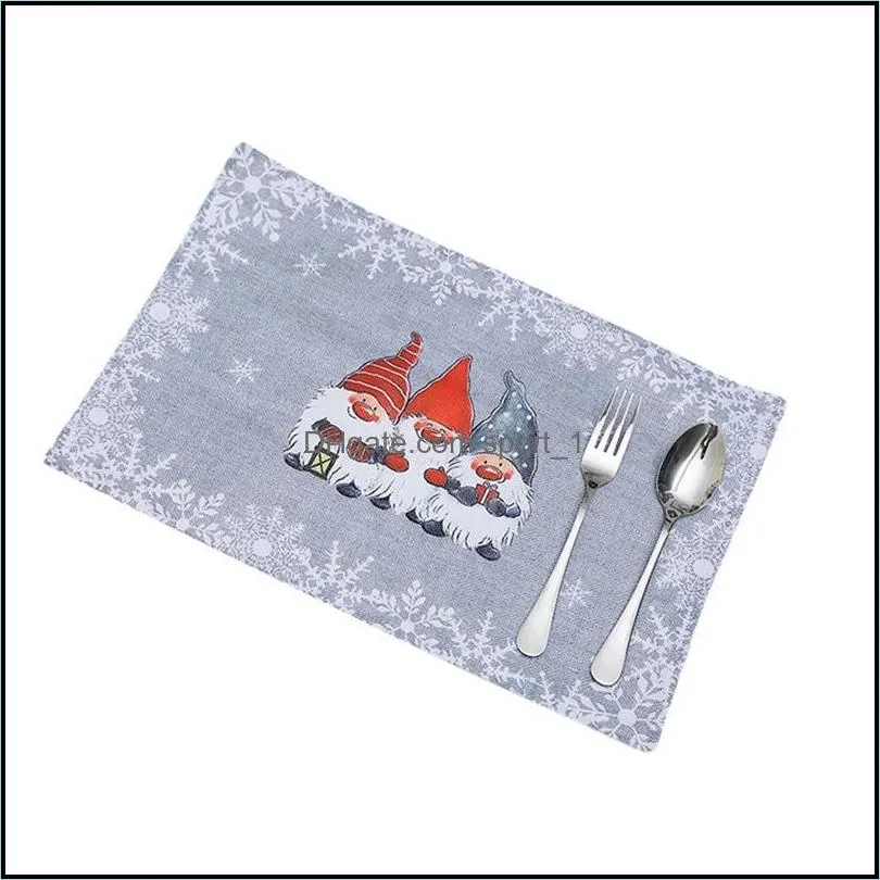 Christmas Placemats Non Slip Heat-Resistant Holiday Table With Gnome Pattern For Kitchen Dinner