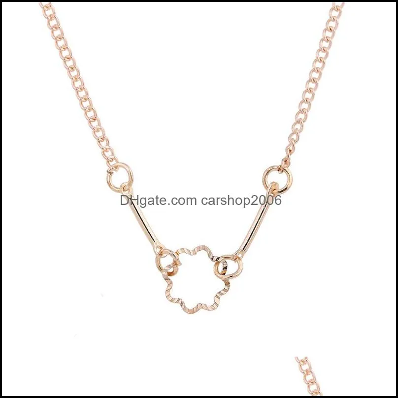 Flower Polygon Pendants Necklace Golden Charm Choker Necklaces Wishing Card Statement Jewelry Gifts Love Heart Clavicle Chain for