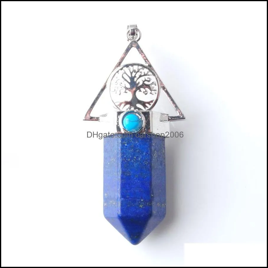 Men Woman Jewelry Accessories Quartz Hexagonal Pointed Reiki Pendant Natural Stone Chakra Bead Healing BO943