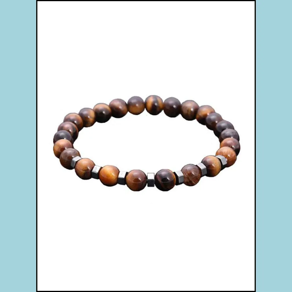 Natural Lava Stone Strands Charm Bracelets Handmade Beaded For Men Women Yoga Sports Party Club Jewelry