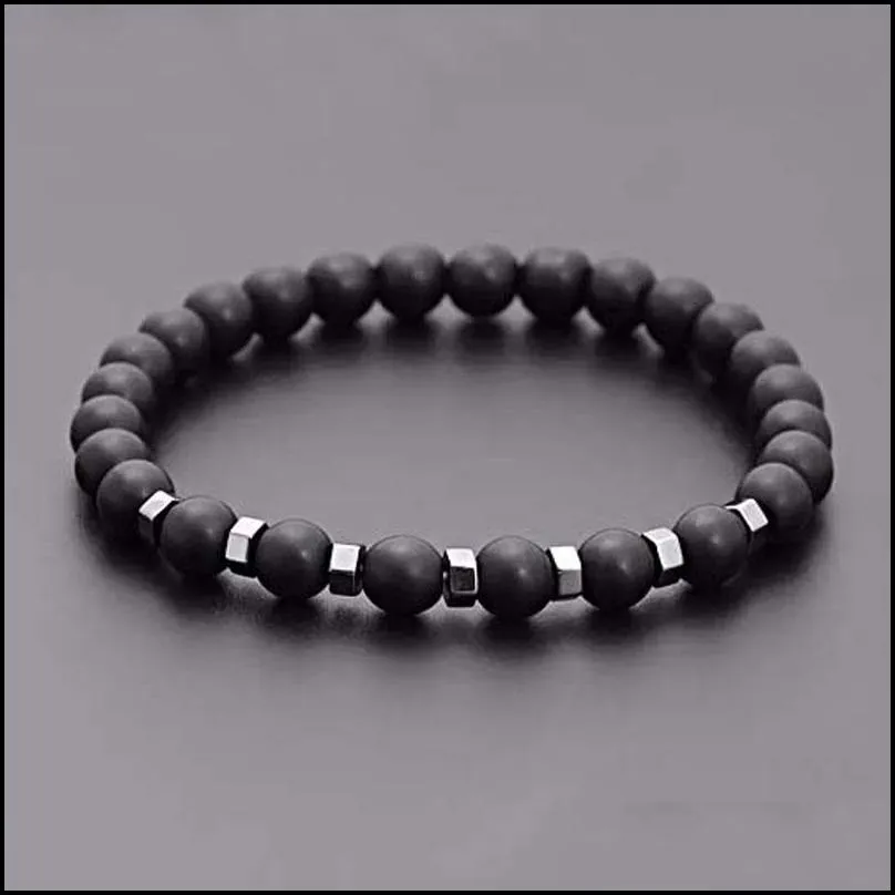 Natural Lava Stone Strands Charm Bracelets Handmade Beaded For Men Women Yoga Sports Party Club Jewelry