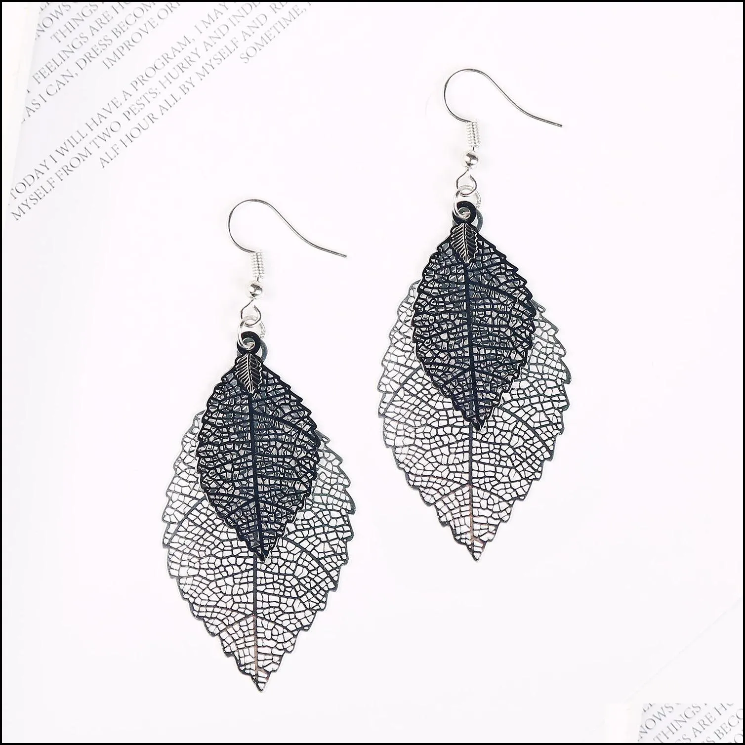 Vintage Leaves Drop Earring Luxury Boho Bohemian Leaf Dangle Earrings Hollow Out For Women Jewelry