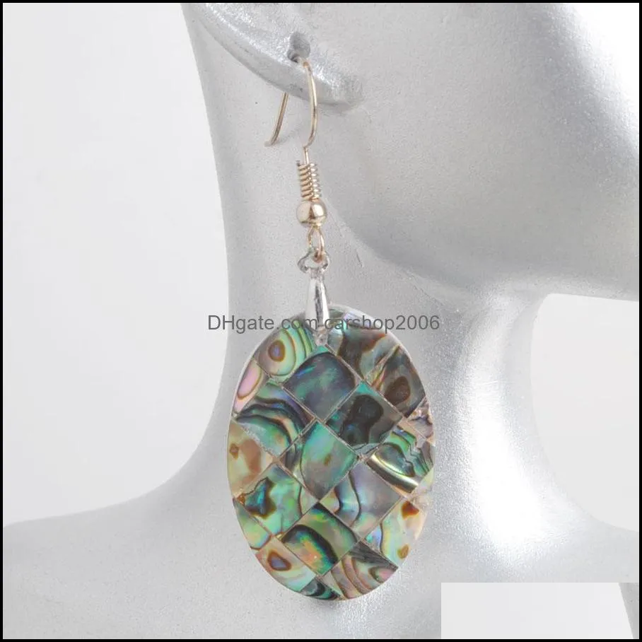 Natural Abalone Shell Pearl Colorful Dangle Earrings Women Square Oblong Egg Top Drilled Drop Earr Jewelry BV902
