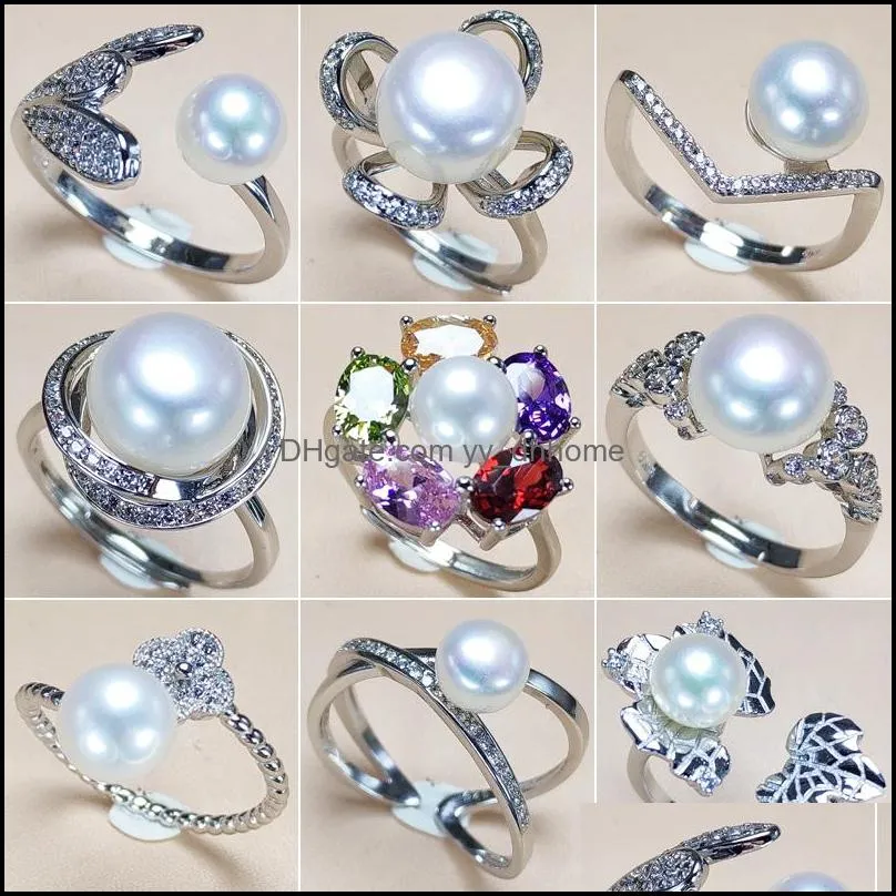 DIY Pearl Rings Accessories s925 Silver Ring Settings Ring for Women Adjustable Ring Blank DIY Fashion Jewelry Accessories Gift