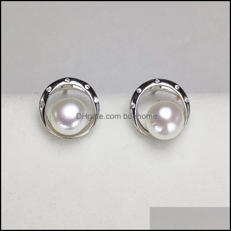 8 Styles Pearl Earrings S925 Sterling Silver Stud Earrings Summer Style 6-7mm Pearl Earrings for Women Girl DIY Wedding Gift 8