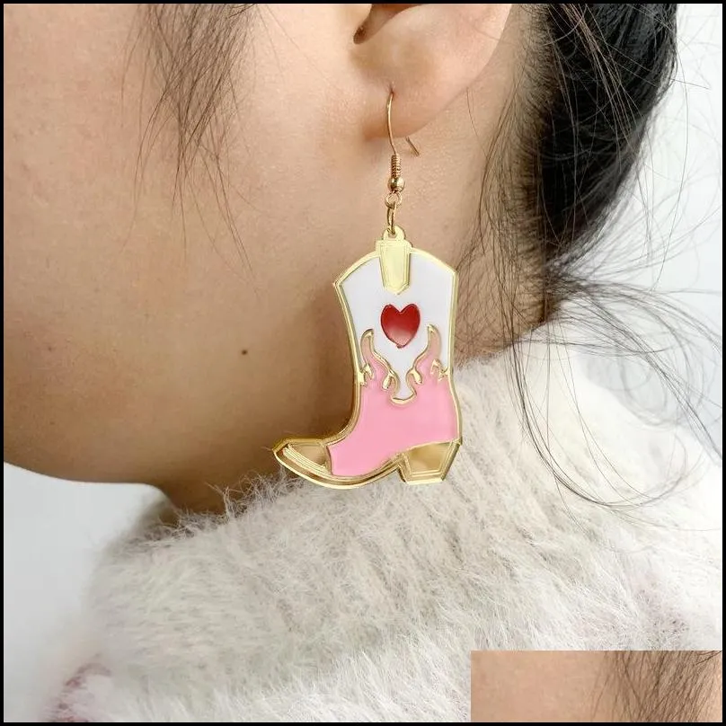 Pink Blue  Boot Dangle Earrings for Women Trendy Acrylic Drop Earring Jewelry Fashion Accessories