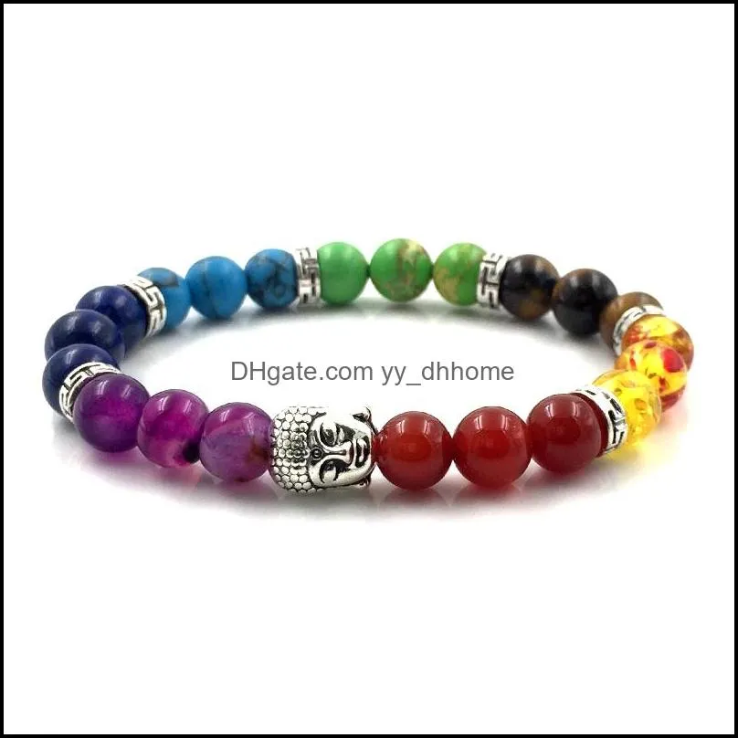 7 Chakra Healing Beaded Bracelet Colorful 8mm Beaded Bracelet for Women Men Jewelry Gift