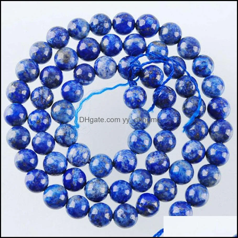 Natural Lapis Lazuli Round Loose Gemstone Strand Beads for Bracelet Jewelry Making 4/6/8/10mm BY917