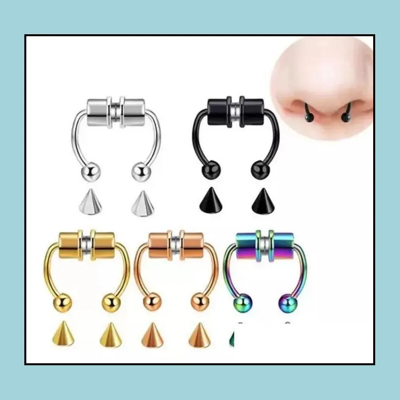 Magnetic Fake Piercing Nose Ring Alloy Nose Piercing Hoop Septum Rings For Men Women Jewelry Gifts