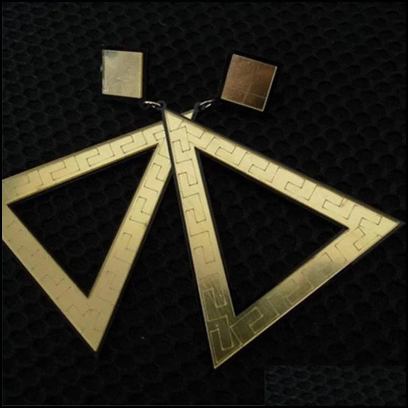 Acrylic Gold Silver Super Large Triangle Dangle Earrings for Women Fashion Jewelry