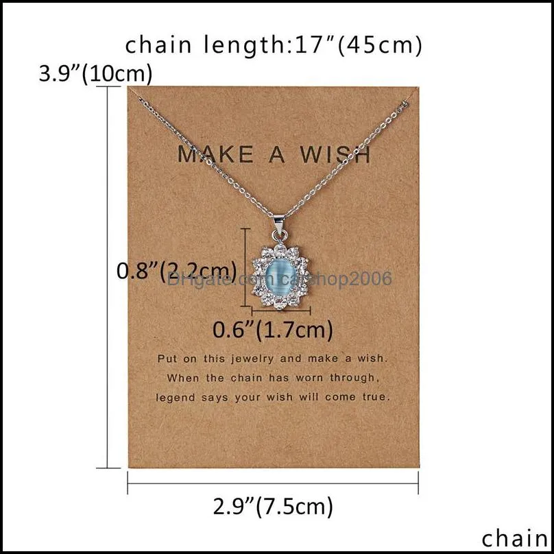 Flower Natural Stone Pendant Necklace Paper Card Short Chain Necklace Female Charm Choker Jewelry Gift