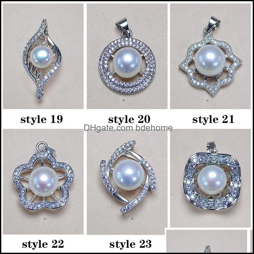 100% Freshwater Pearl Pendant 925 Sliver Pendant 36 Styles DIY Pearl Necklace for Women Girl Fashion Jewelry Without Chain Wedding