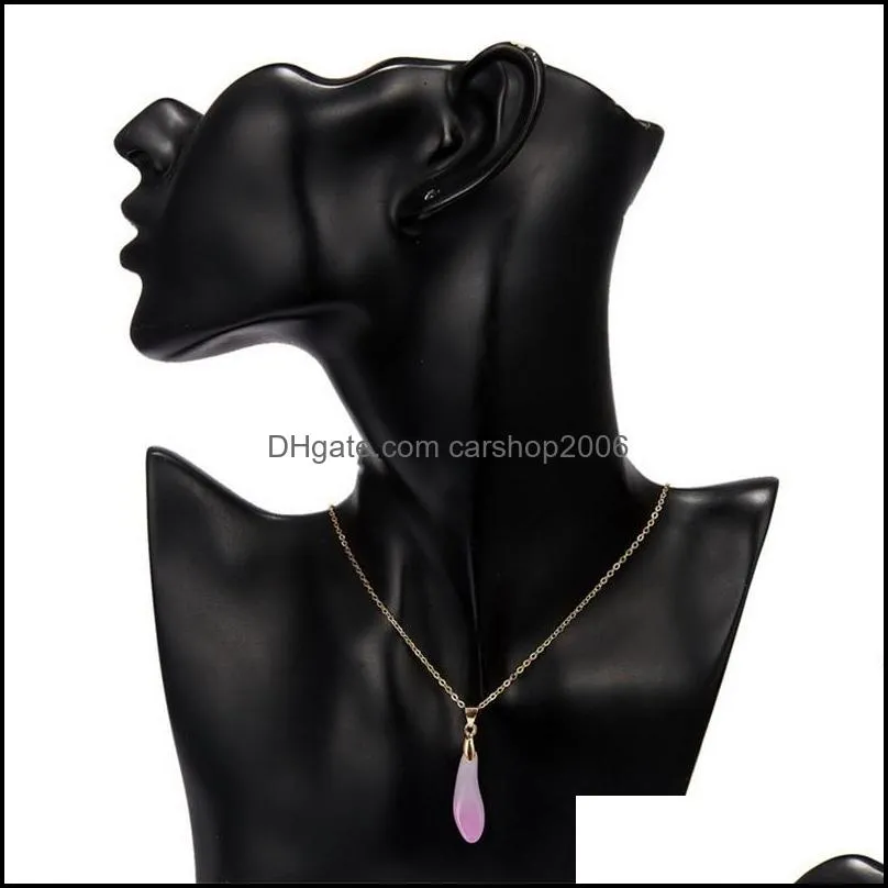 Natural Stone Water Drop Necklace Lover Opal Stone Waterdrop Pendant Necklace Charm Jewelry Unique Jewelry