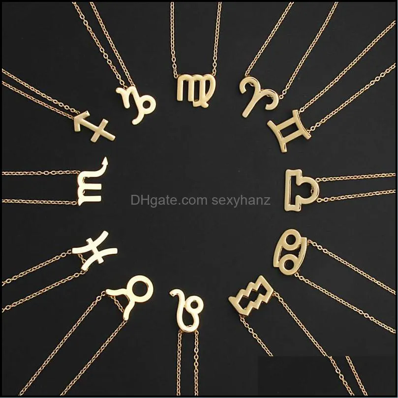 Fashion Jewelry 12 Constellation Taurus Pendant Necklaces For Women Zodiac Chains Necklace Gold Silver Color Birthday Gift