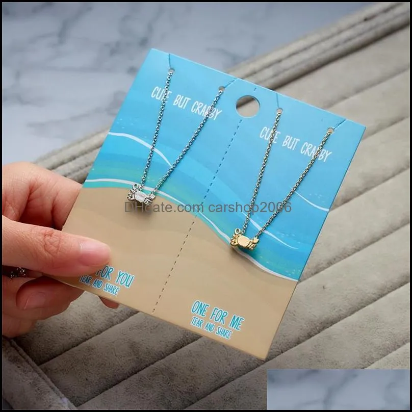 2pc/set Watermelon Leaf Pendant Necklace Beetle Crab Paper Card Necklace Personalized Clavicle Chain Couple Jewelry