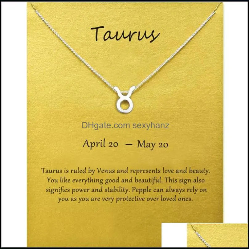 Fashion Jewelry 12 Constellation Taurus Pendant Necklaces For Women Zodiac Chains Necklace Gold Silver Color Birthday Gift