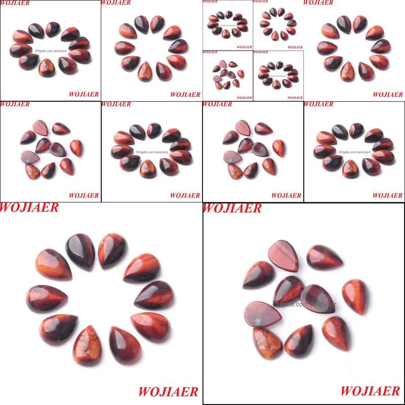 Small Size Natural Red Tigers Eye GemStone Pear Cabochon CAB No Hole Beads For DIY Ring Jewelry Making 7x10mm Z9099