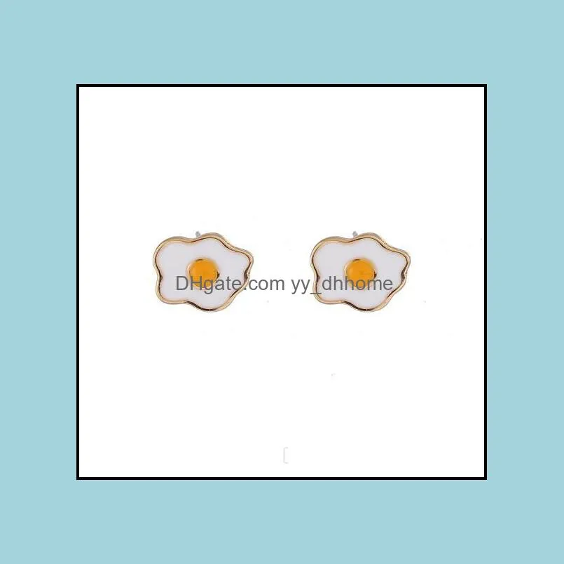 Fashion Cute Baby Fried Eggs Stud Earrings Gold Alloy Cartoon Jewelry funny Ear Studs earring women Accessories