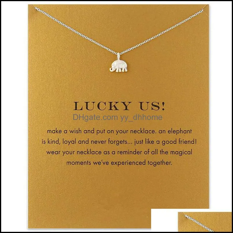 Elephant Pendant Chocker Colar Necklaces Gold Silver With Card Pendant Necklace for Fashion Women Jewelry LUCKY US!