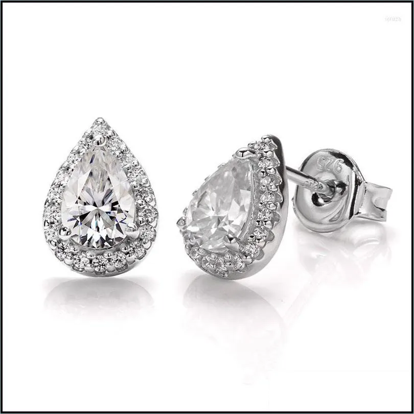 stud earrings 925 design pear cut 0.5ct 4 6mm blue moissanite vvs fine jewelry diamond earring for womenstud