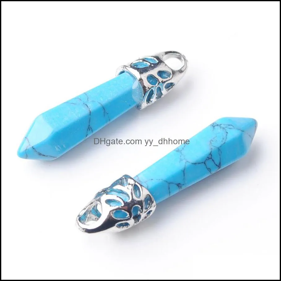 Natural Agate GemStone Hexagonal Pendant Findings For Jewelry Making Necklace Long Earrings DIY BZ900