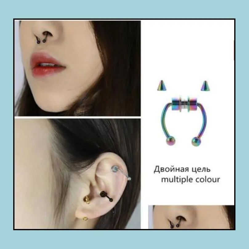 Magnetic Fake Piercing Nose Ring Alloy Nose Piercing Hoop Septum Rings For Men Women Jewelry Gifts