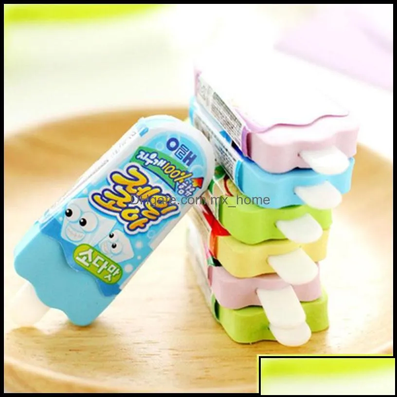 Erasers Correction Supplies Office School Business Industrial Wholesale-2Pcs/Lot Novelty Ice Cream Rubber Eraser Kawaii Creative