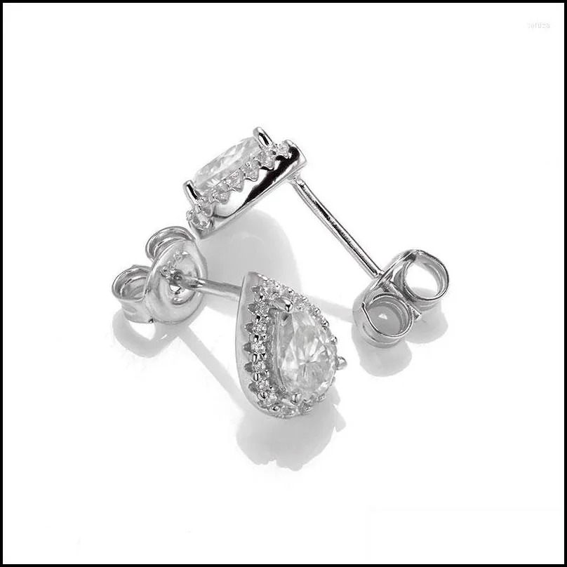 stud earrings 925 design pear cut 0.5ct 4 6mm blue moissanite vvs fine jewelry diamond earring for womenstud