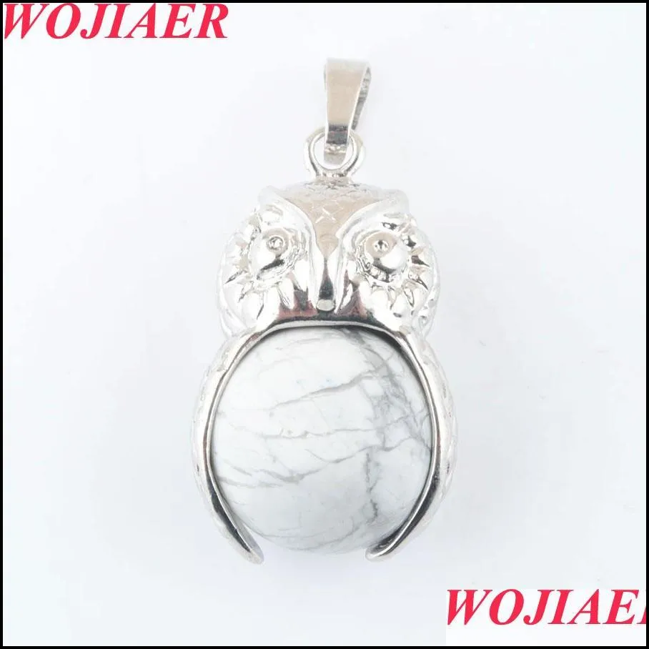 owl pendants natural stone pink quartz purple crystal lapis round ball bead pendant fit women men bo921