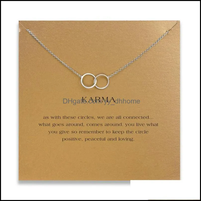 Double Circle Choker Necklaces With Card Gold Silver Cross Pendant Necklace For Fashion Women Jewelry KARMA