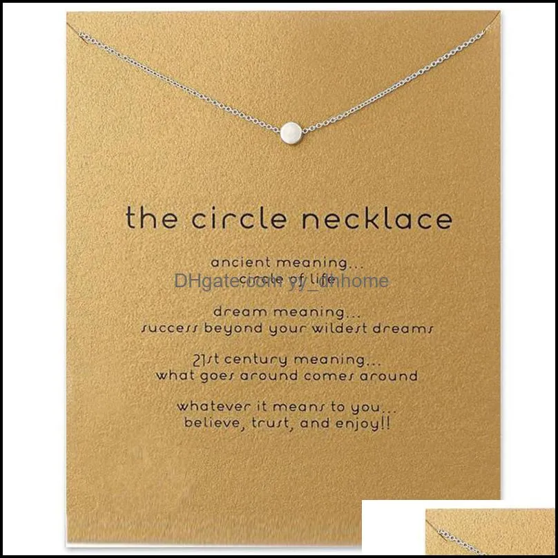 Choker Necklaces With Card Gold Silver Circle Dot Pendant Necklace For Fashion women Jewelry the circle necklace BRIDESMAID