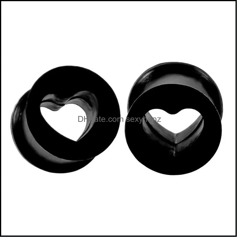 Soft Silica Ear Tunnel Hollow Heart Ear Plugs 6- 16mm Body Jewelry Ear Gauges Heart Silicone Mix Colors