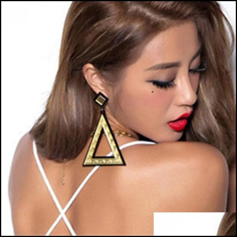 Acrylic Gold Silver Super Large Triangle Dangle Earrings for Women Fashion Jewelry
