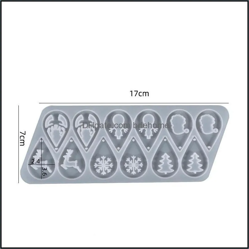 Silicone Mold Resin Silicone Mould Merry Christmas Tree Bell Snowflake Reindeer Earring Keychain Pendant Handmade Jewelry Making Epoxy Resin