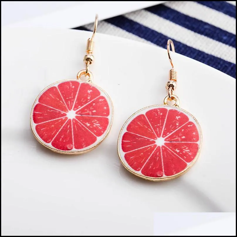Dangle & Chandelier Fashion Summer Watermelon Fruit Jewelry Earrings Creative Strawberry Grapefruit Kiwi Pineapple Girl Party Gift