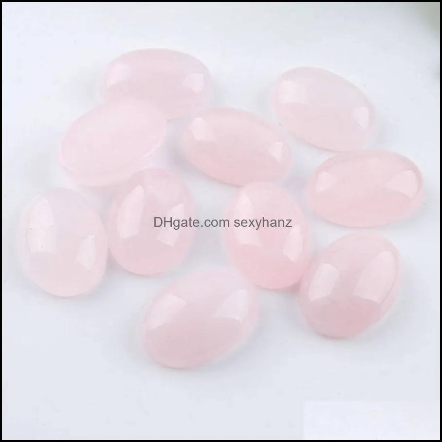 Natural Rose Quartz Opal GemStone Oval Cabochon CAB Beads No Hole 10x14x5mm Make Jewelri BU800