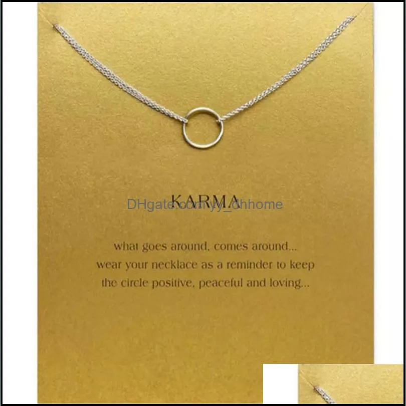 Lucky Choker Necklaces with Card Gold Silver Circle Pendant Necklace For Fashion women Jewelry KARMA